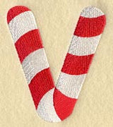 Candy Cane Lower Case Letter v - 5 inch