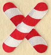 Candy Cane Lower Case Letter x - 5 inch