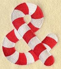 Candy Cane Symbol Ampersand - 5 inch