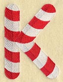 Candy Cane Letter K - 5 inch