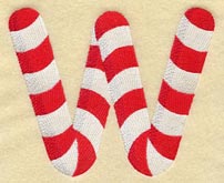 Candy Cane Letter W - 5 inch