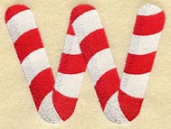 Candy Cane Lower Case Letter w - 5 inch