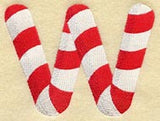 Candy Cane Lower Case Letter w - 5 inch