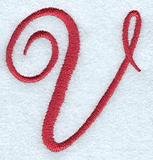 Monogram Script Letter V - 4 Inch