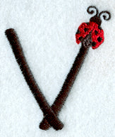 Ladybug Lower Case Letter v - 3 inch