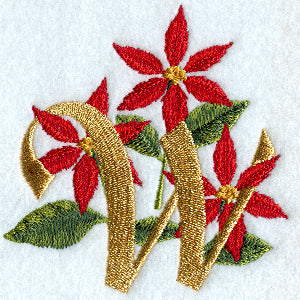 Poinsettia Letter W - 4 inch