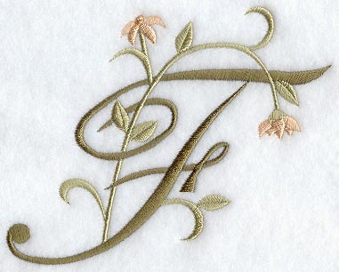 Floral Heirloom Letter F - 4 Inch