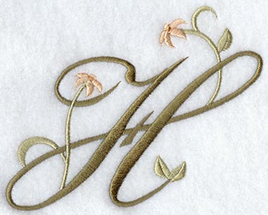 Floral Heirloom Letter H - 4 Inch