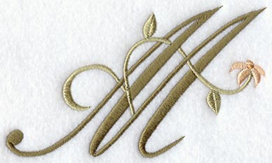 Floral Heirloom Letter M - 4 Inch