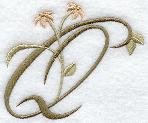 Floral Heirloom Letter Q - 4 Inch