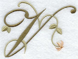 Floral Heirloom Letter V - 4 Inch