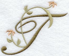 Floral Heirloom Letter T - 4 Inch