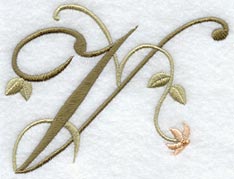 Floral Heirloom Letter V - 4 Inch