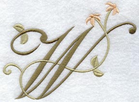 Floral Heirloom Letter W - 4 Inch