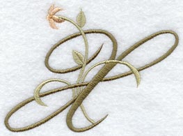 Floral Heirloom Letter X - 4 Inch