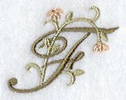 Floral Heirloom Letter F - 4 Inch