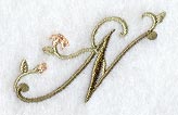Floral Heirloom Letter N - 4 Inch