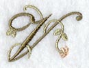 Floral Heirloom Letter V - 4 Inch