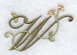 Floral Heirloom Letter W - 4 Inch
