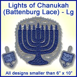 A Lights of Chanukah (Battenburg Lace) Design Pack
