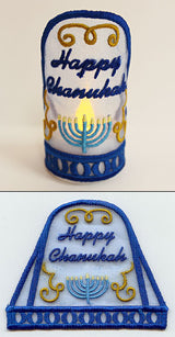 Happy Chanukah Tea Light Wrap (In-the-Hoop)