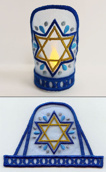 Star of David Tea Light Wrap (In-the-Hoop)