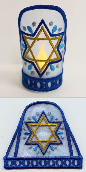Star of David Tea Light Wrap (In-the-Hoop)