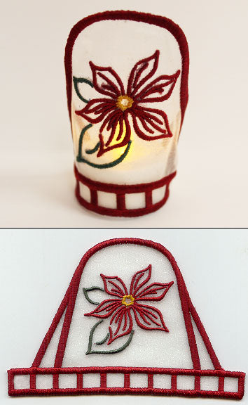 Spirited Christmas Poinsettia Tea Light Wrap (In-the-Hoop)