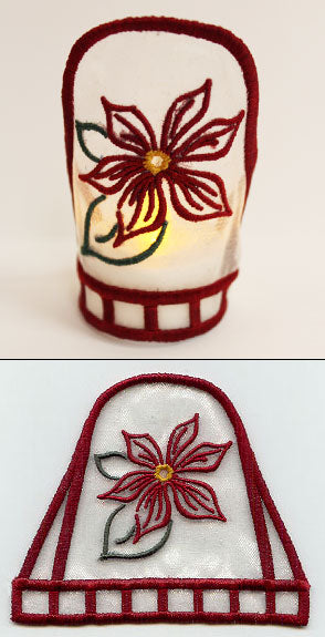 Spirited Christmas Poinsettia Tea Light Wrap (In-the-Hoop)