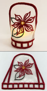 Spirited Christmas Poinsettia Tea Light Wrap (In-the-Hoop)