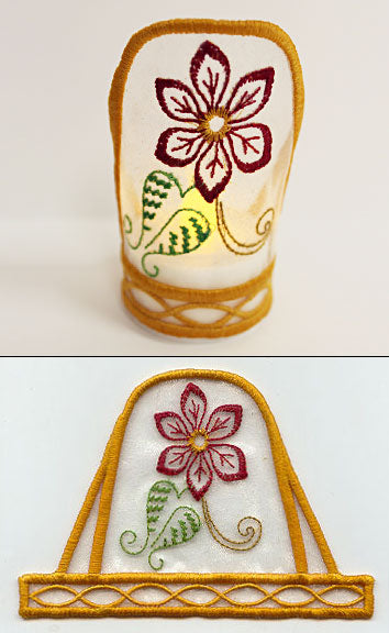 Holy Night Poinsettia Tea Light Wrap (In-the-Hoop)