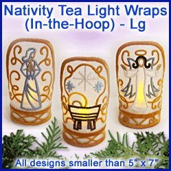 A Christmas Nativity Tea Light Wraps (In-the-Hoop) Design Pack