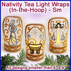 A Christmas Nativity Tea Light Wraps (In-the-Hoop) Design Pack