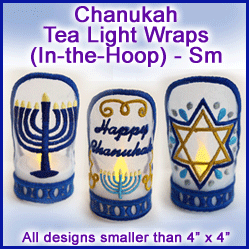 A Hanukkah Tea Light Wraps (In-the-Hoop) Design Pack