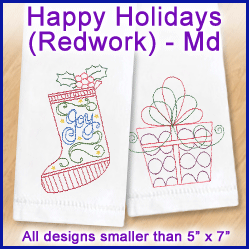 A Happy Holidays (Redwork) Design Pack