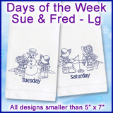 A Days of the Week Sunbonnet Sue & Fisherman Fred (Bluework) Design Pack
