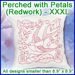 A Perched with Petals (Redwork) Design Pack