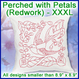 A Perched with Petals (Redwork) Design Pack