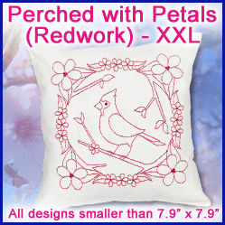 A Perched with Petals (Redwork) Design Pack