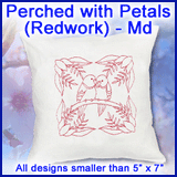 A Perched with Petals (Redwork) Design Pack