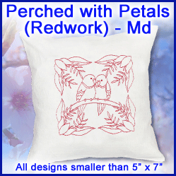 A Perched with Petals (Redwork) Design Pack