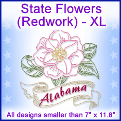 A State Flowers (Redwork) Design Pack