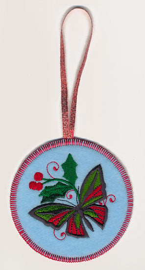 Christmas Butterfly 1 Ornament (In-the-Hoop)