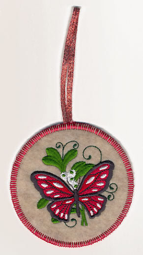 Christmas Butterfly 2 Ornament (In-the-Hoop)