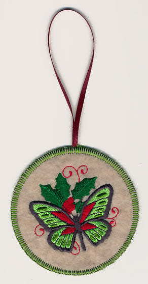 Christmas Butterfly 3 Ornament (In-the-Hoop)