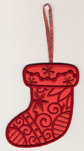 Filigree Christmas Stocking Ornament (In-the-Hoop)
