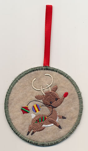 Baby Reindeer Rudolph Ornament (In-the-Hoop)