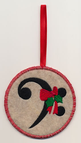 Bass Clef with Holly Ornament (In-the-Hoop)