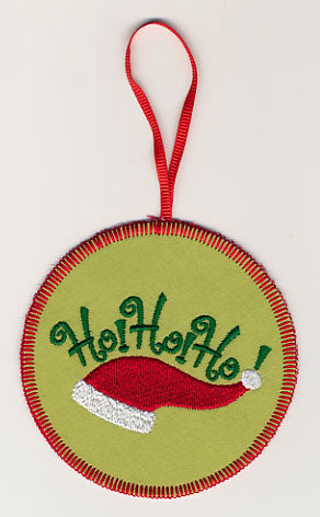 Ho Ho Ho with Santa Cap Ornament (In-the-Hoop)
