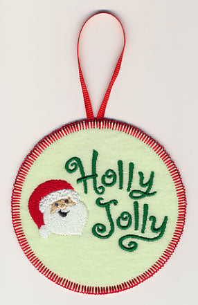 Holly Jolly with Santa Ornament (In-the-Hoop)